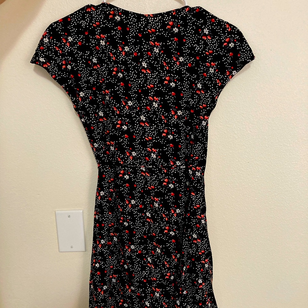 H&M Navy Blue Floral Wrap Dress